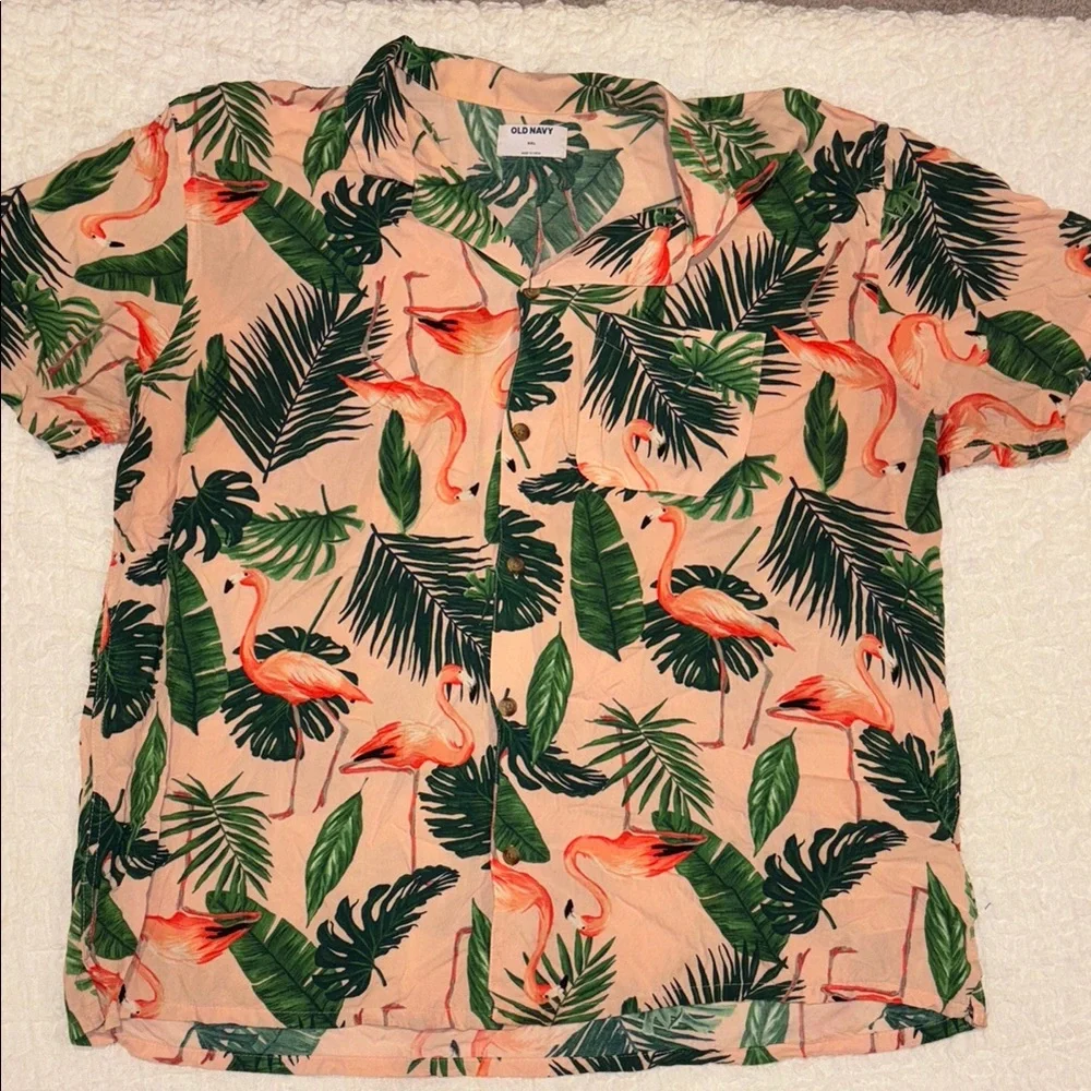 Flamingo Floral Shirt and Swim Trunks Set - Picture 2 of 8